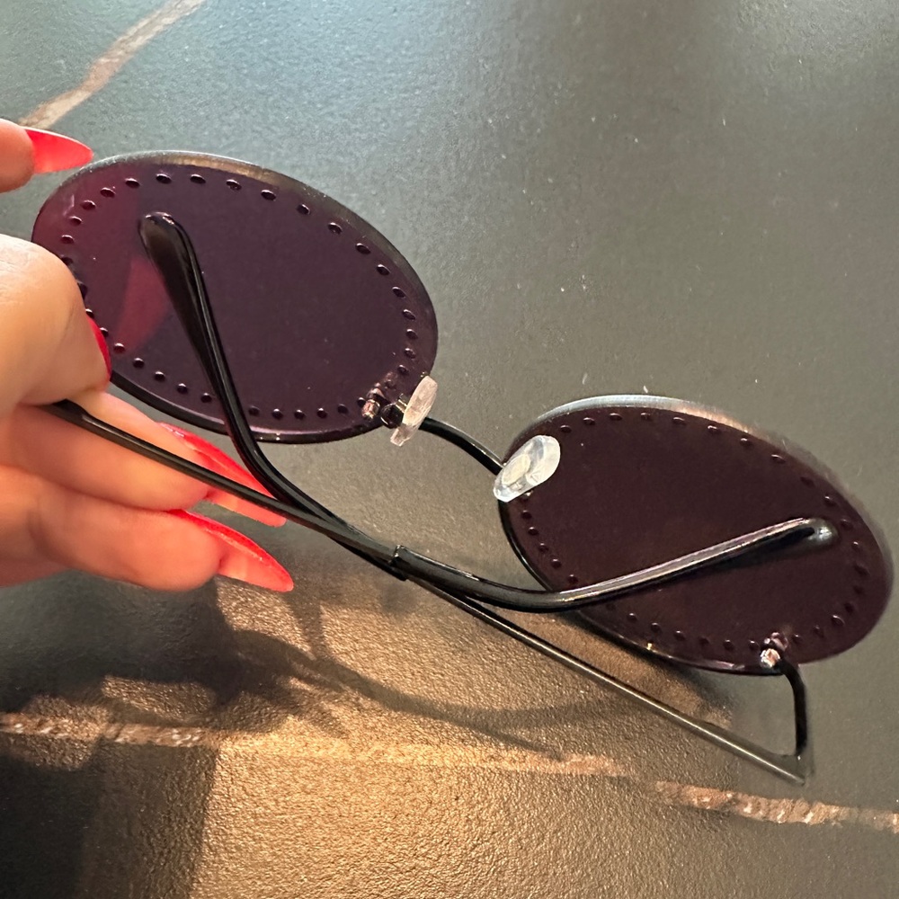 Brian Atwood Embellished Sunglasses Round Purple - Picture 7 of 8